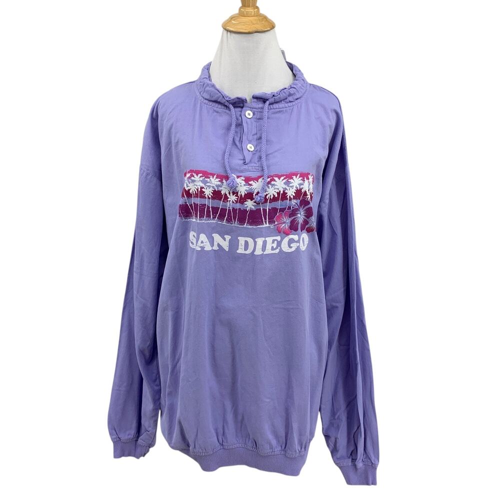 Crazy Shirts Sweatshirt Womens XXL 2XL Lavender Palm Tree Graphic San Diego
